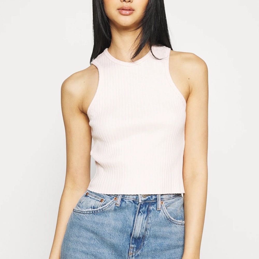 Urban Outfitters Pale Pink Ribbed Crop Tank